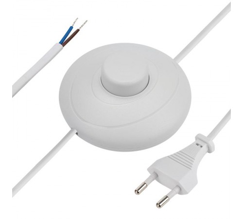 Сетевой шнур с напольным переключателем 2х0,75 кв.мм, 2,5 м белый  11-1145  REXANT