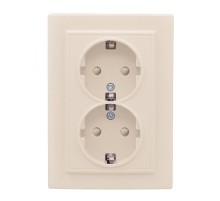 Розетка 2-мест. СП с/з 16А бежевый с защ. штор. Минск EKFERR16-128-200EKF