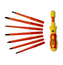 Набор диэлектрических отверток 7+1, динамометрическая рукоятка 1-5 Nm, SHTOK.  376355  КЭАЗ