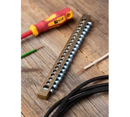 Шина "0" (8х12мм.) 125А  20 отверстий крепеж по краям латунь EKF PROxima  sn0-125-20-k  EKF