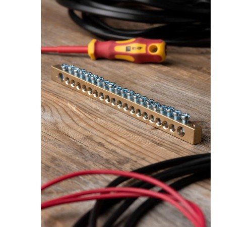 Шина "0" (8х12мм.) 125А  20 отверстий крепеж по краям латунь EKF PROxima  sn0-125-20-k  EKF