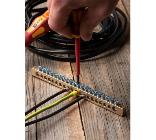 Шина "0" (8х12мм.) 125А  20 отверстий крепеж по краям латунь EKF PROxima  sn0-125-20-k  EKF