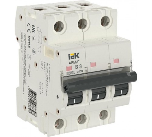 Выключатель автоматический трехполюсный M06N 3P B 3А 6кА ARMAT  AR-M06N-3-B003  IEK