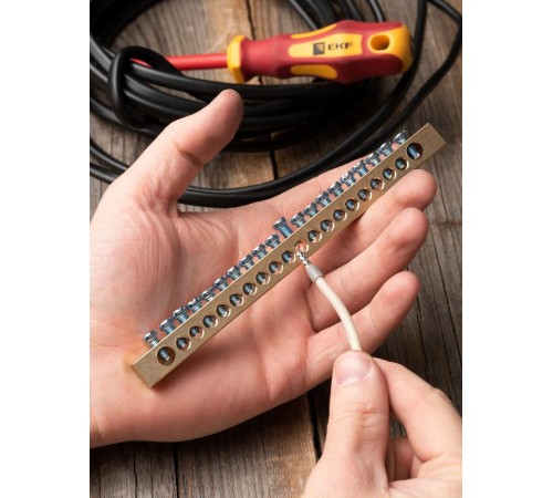 Шина "0" (8х12мм.) 125А  20 отверстий крепеж по краям латунь EKF PROxima  sn0-125-20-k  EKF