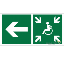 Знак безопасности BL-4020.E75"Напр. движ. к пункту сбора(безоп.зоне)МГН налево"  a20261  Белый свет