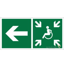 Знак безопасности BL-4020.E75"Напр. движ. к пункту сбора(безоп.зоне)МГН налево"  a20261  Белый свет