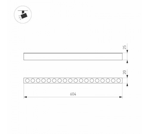 Светильник MAG-DOTS-25-L600-18W Warm3000 (BK, 30 deg, 24V, DALI) (ARL, IP20 Металл, 5 лет)  046327  Arlight