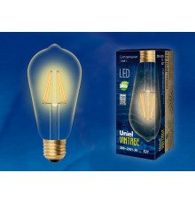 Лампа светодиодная LED-ST64-5W/GOLDEN/E27 GLV22GO LED Vintage. "конус", золотистая колба  UL-00002360  Uniel