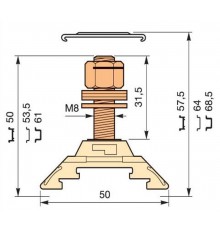 Клемма HD70/22.F8.31 1шпилька  1SNA295400R0600  TE