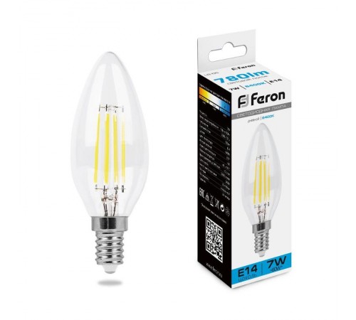 Лампа светодиодная, (7W) 230V E14 6400K, LB-66  38227  FERON