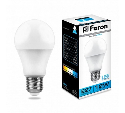 Лампа светодиодная LB-93 (12W) 230V E27 6400K A60  25490  FERON