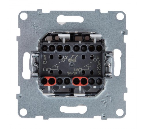 SUNO Выключатель без фиксации (кнопка) 2-клавишный 6А 250В. Безвинтовые зажимы. Цвет "Белый"  721117  Legrand