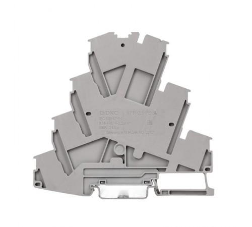 Клемма многоуровневая для подключения электродвигателя, зажим push-in, 7 точек подключения, 2.5 кв.мм, серая  VPR-2.5-PE-3L  DKC