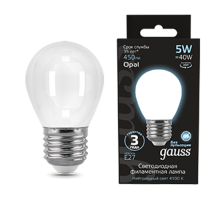 Лампа светодиодная Black LED Filament Шар OPAL E27 5W 450lm 4100K  105202205  Gauss