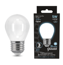 Лампа светодиодная Black LED Filament Шар OPAL E27 5W 450lm 4100K  105202205  Gauss