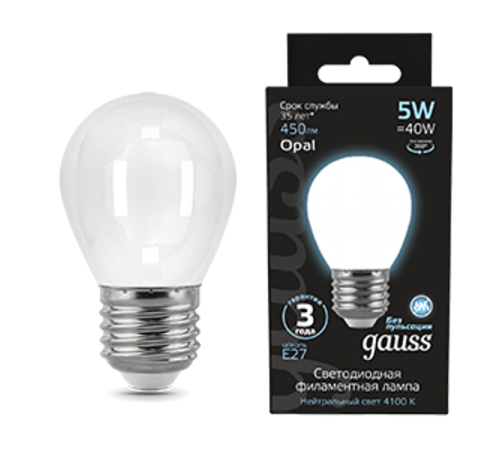 Лампа светодиодная Black LED Filament Шар OPAL E27 5W 450lm 4100K  105202205  Gauss