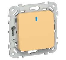 FLITE Выключатель 1-клавишный кнопочный с индикацией 10А ВС11-2-1-ФлЗ золотарник  FI-V14-1-10-1-K90  IEK