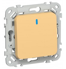 FLITE Выключатель 1-клавишный кнопочный с индикацией 10А ВС11-2-1-ФлЗ золотарник  FI-V14-1-10-1-K90  IEK