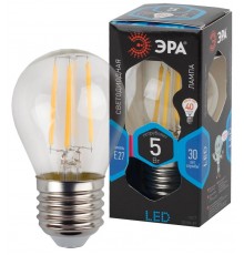 Лампа светодиодная F-LED P45-5W-840-E27 Лампы СВЕТОДИОДНЫЕ F-LED ЭРА (филамент, шар, 5Вт, нейтр, E27),  Б0039191  ЭРА