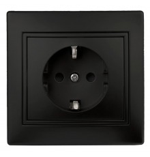 1-202-05 Intro Розетка 2P+E Schuko, 16А-250В, IP20, СУ, Plano, антрацит  Б0044567  Intro