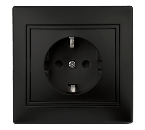 1-202-05 Intro Розетка 2P+E Schuko, 16А-250В, IP20, СУ, Plano, антрацит  Б0044567  Intro