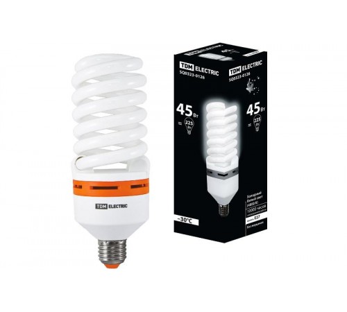 Лампа энергосберегающая КЛЛ  45Вт Е27 840 cпираль FS 73х196мм  SQ0323-0126  TDM
