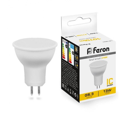 Лампа светодиодная, (13W) 230V G5.3 2700K MR16, LB-960  38188  FERON