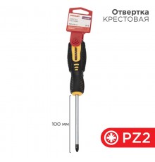 Отвертка крестовая PZ 2х100 мм, двухкомпонентная рукоятка  12-6415  REXANT