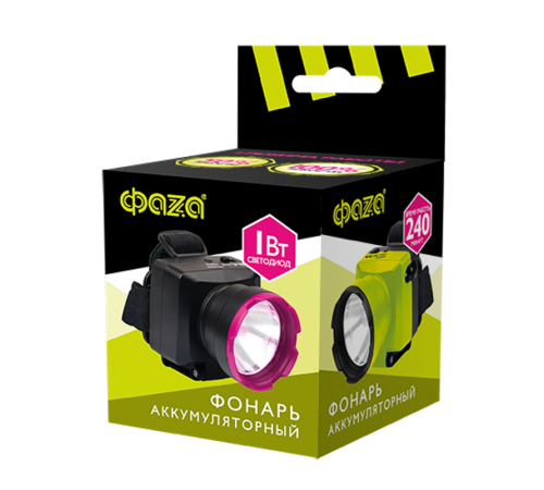 Фонарь прожекторный  AccuFH7-L1W-bk (черн.)  2857606  ФАZА