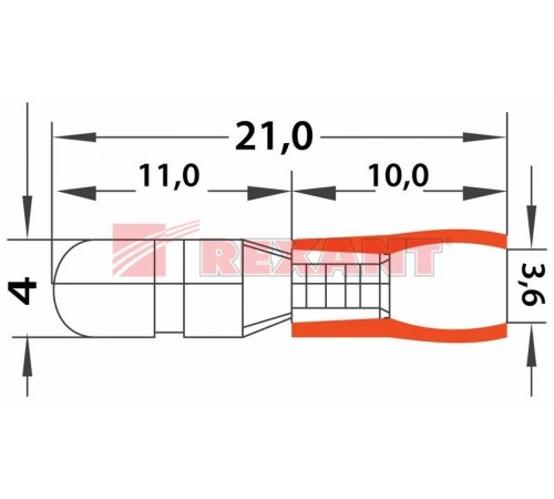 Разъем штекерный изолированный штекер 4 мм 0.5-1.5 мм (РШи-п 1.5-4/РШИп 1,25-4) красный  08-0511  REXANT