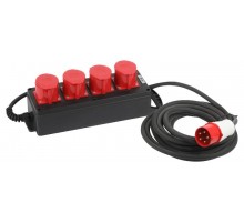 Удлинитель силовой IND380-U-4e-5x4-10m-IP44 на 380В на каучуковой колодке 4 розетки 4xCEE 5P 10м КГ 5х2,5 32A IP44  Б0057319  ЭРА