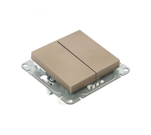 Механизм выключателя, двухклавишный, проходной, шампань Эпика  UP1-SWC-21 EKF