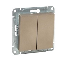 Механизм выключателя, двухклавишный, проходной, шампань Эпика  UP1-SWC-21 EKF