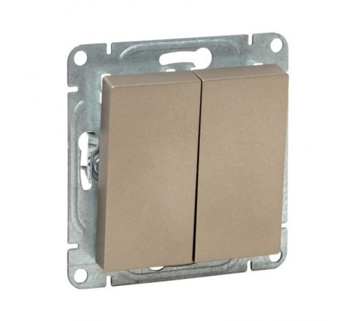 Механизм выключателя, двухклавишный, проходной, шампань Эпика  UP1-SWC-21 EKF