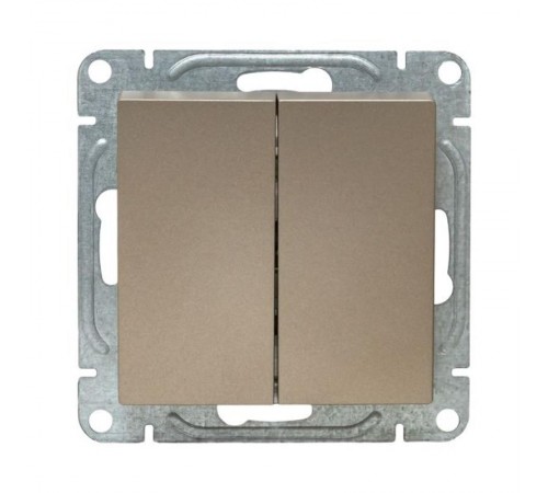 Механизм выключателя, двухклавишный, проходной, шампань Эпика  UP1-SWC-21 EKF