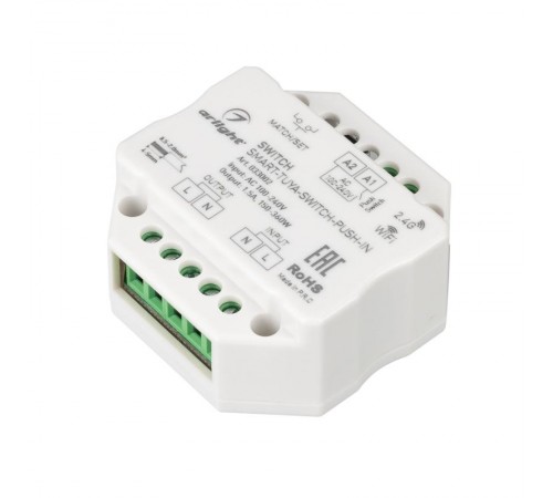 Контроллер-выключатель SMART-TUYA-SWITCH-PUSH-IN (230V, 1.5A, WiFi, 2.4G) (arlight, IP20 Пластик, 5 лет)  033002  Arlight
