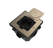 MultiDesk Лючок с розеткой 2К+З, 16А/250В, IP44 с монтажной коробкой для бетонных полов Никель, тип MDK21  MDK21202NC  SE