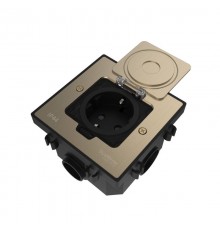 MultiDesk Лючок с розеткой 2К+З, 16А/250В, IP44 с монтажной коробкой для бетонных полов Никель, тип MDK21  MDK21202NC  SE