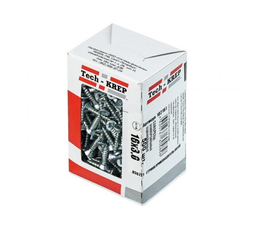 Саморезы универсальные 16х3,0 мм (500 шт) оцинкованные - коробка с окном ( 0,302 кг)  102161  Tech-KREP