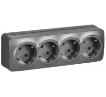 GLORY Розетка 4-местная с з/к без з/ш о/у 16А РС24-3-ХСм сталь матовый  ERH41-K46M-16  IEK