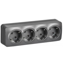 GLORY Розетка 4-местная с з/к без з/ш о/у 16А РС24-3-ХСм сталь матовый  ERH41-K46M-16  IEK
