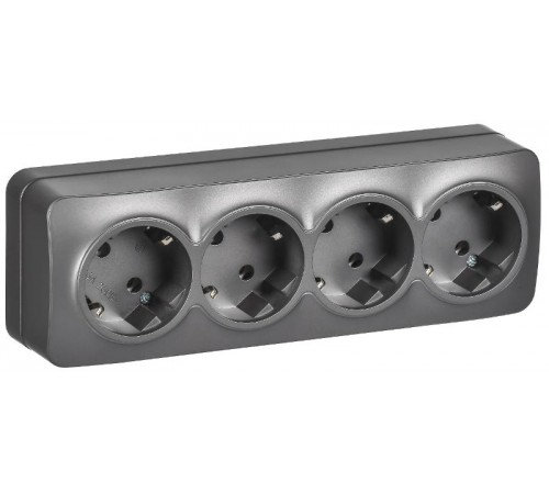 GLORY Розетка 4-местная с з/к без з/ш о/у 16А РС24-3-ХСм сталь матовый  ERH41-K46M-16  IEK