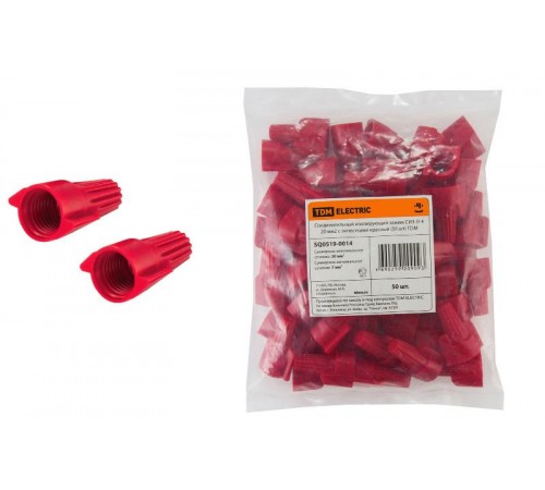 Соединительный изолирующий зажим СИЗ-Л-4 20 мм2 с лепестками красный (50 шт)   SQ0519-0014  TDM