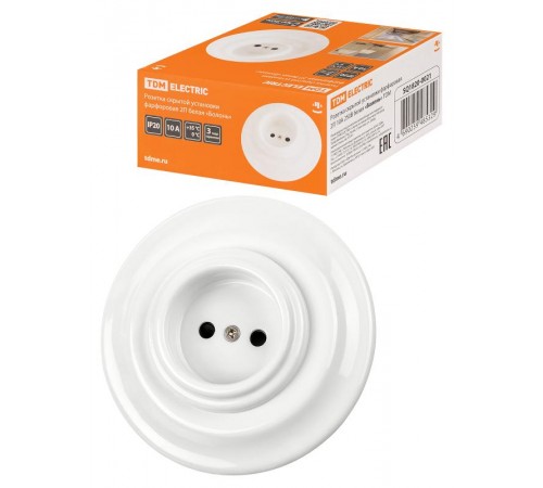 Розетка скрытой установки фарфоровая 2П 10А 250В белая "Болонь"  SQ1820-0021  TDM