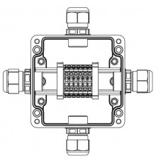 Взрывозащищенная клеммная коробка из полиэстера TBE-P-03-(6xCBC.4)-1xPACMP(A)-1xPACMP(B)-1xPACMP(C)-1xPACMP(D)1Ex e IIC Т5 Gb / Extb IIIC T95°C Db IP6