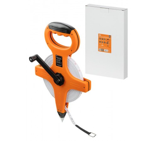 Мерная лента, 50 м х 13 мм, фибергласовое полотно, открытый корпус, штык для фиксации "Рубин"  SQ1018-0404  TDM