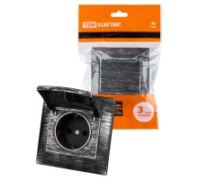 Розетка 2П+З 16А 250В IP44 с защ. шт. с крышкой старинное серебро "Лама"  SQ1815-0655  TDM