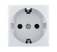 Розетка с з/к, со шторками глянцевая поверхность (серебристый металлик) LK45  851103  Ecoplast