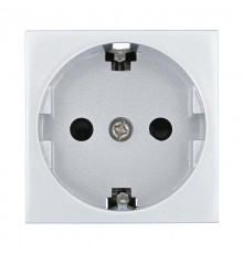 Розетка с з/к, со шторками глянцевая поверхность (серебристый металлик) LK45  851103  Ecoplast