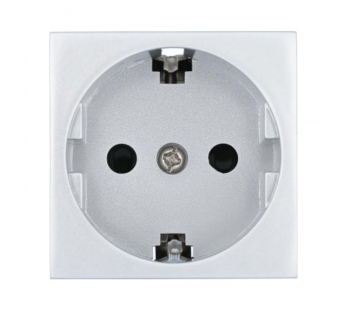 Розетка с з/к, со шторками глянцевая поверхность (серебристый металлик) LK45  851103  Ecoplast